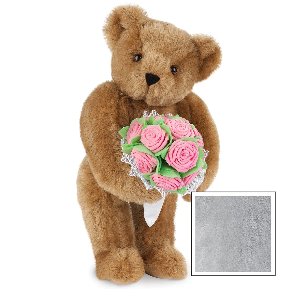 15 In. Pink Rose Bouquet Teddy Bear - Image 7