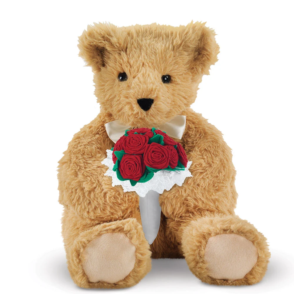 20 In. World's Coziest Bear with Rose Bouquet - Image 2