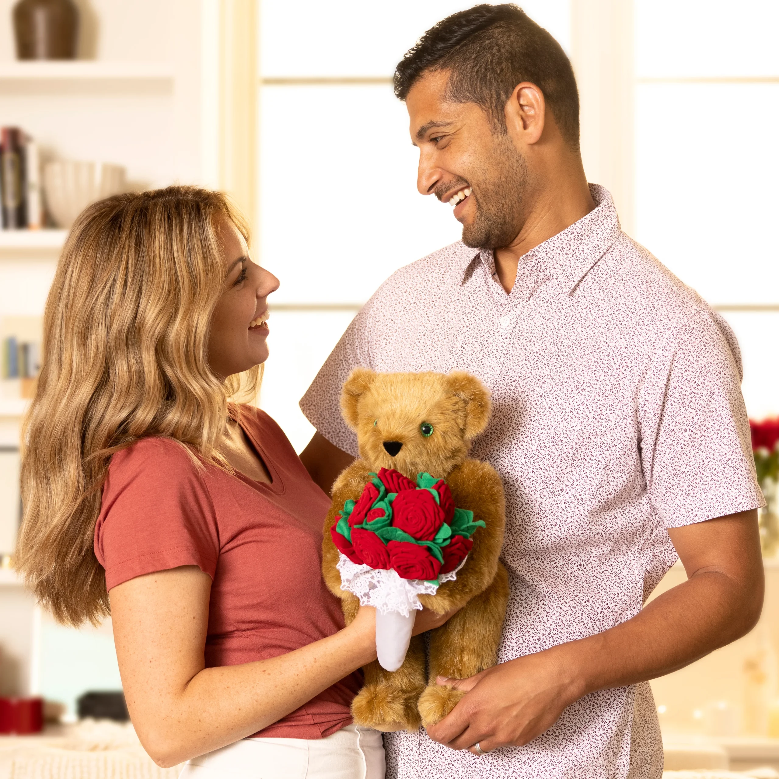 15 In. Red Rose Bouquet Teddy Bear - Image 2