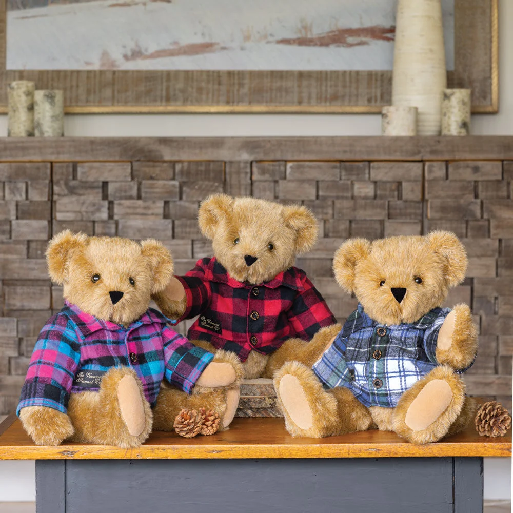 15 In. Vermont Flannel Bear. Red Buffalo Plaid - Image 6